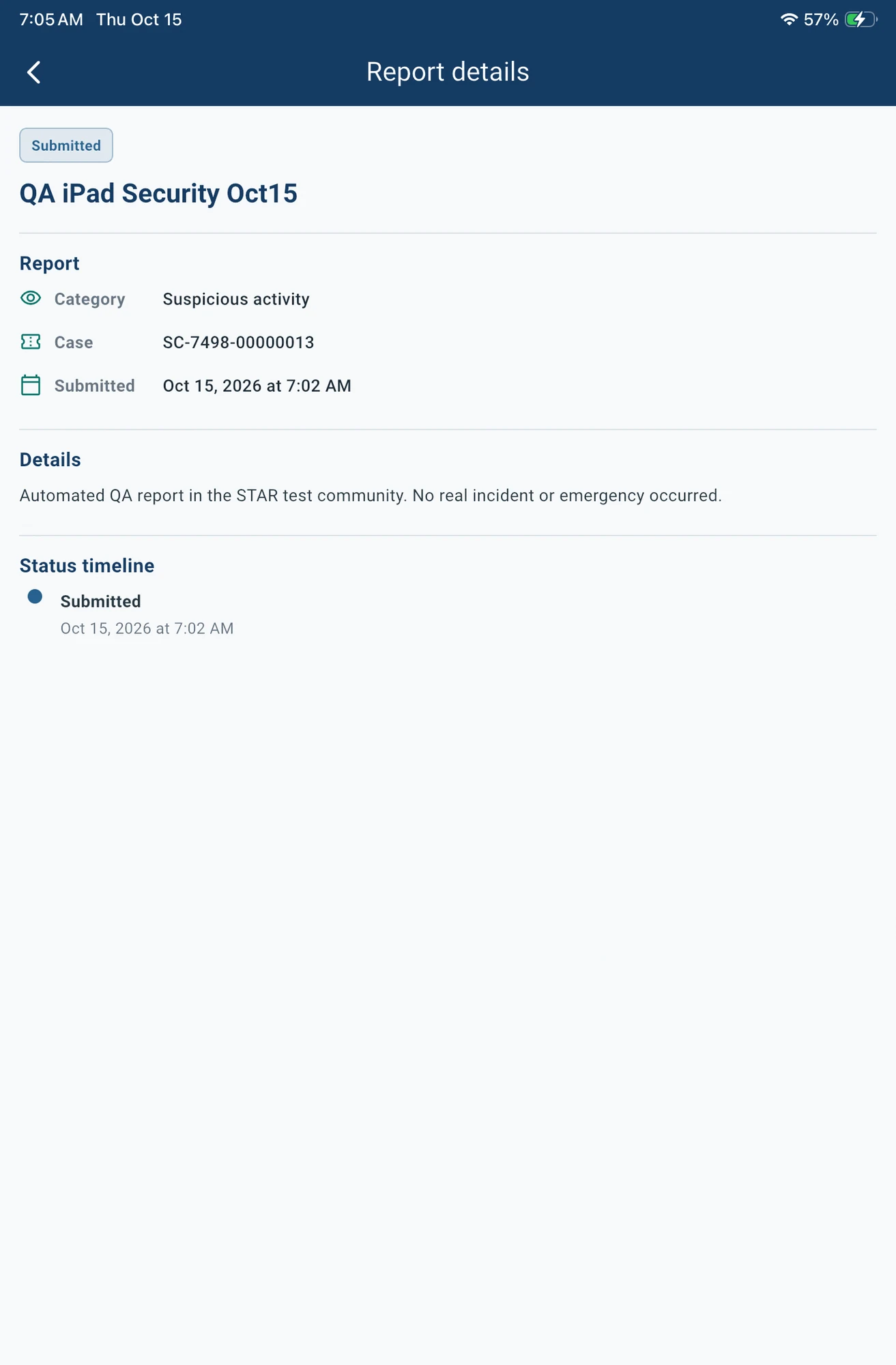 Native Resident app QA case and timeline using fictional information.