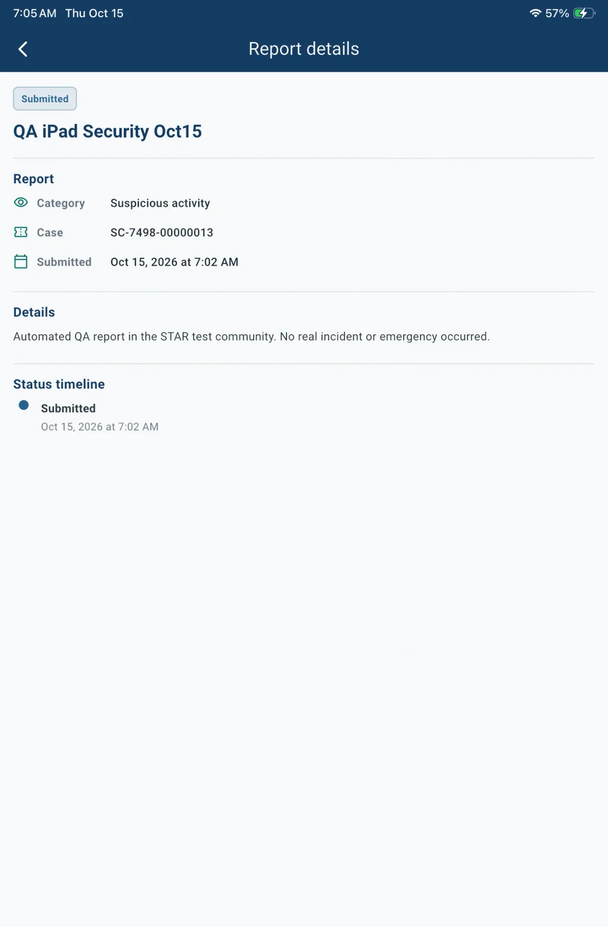 Native Resident app QA case and timeline using fictional information.